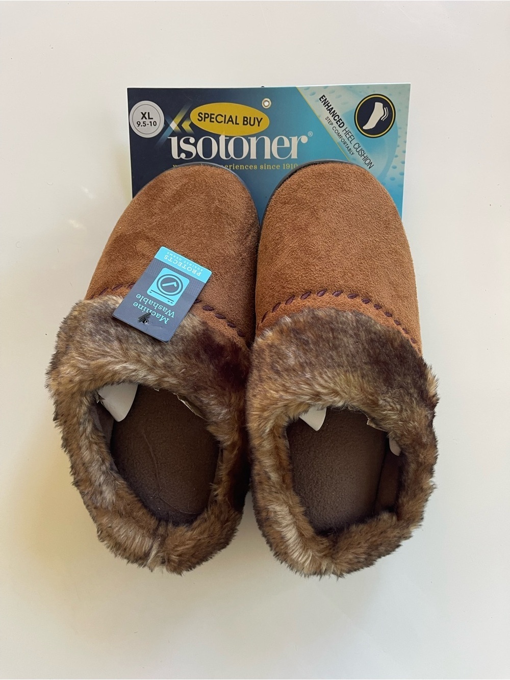 Isotoner Faux Fur Slippers Brown - XL